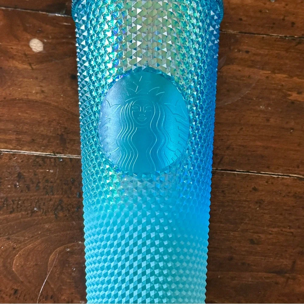 Starbucks Blue/Aqua Studded Gradient Ombre Tumbler Cup 24oz.
